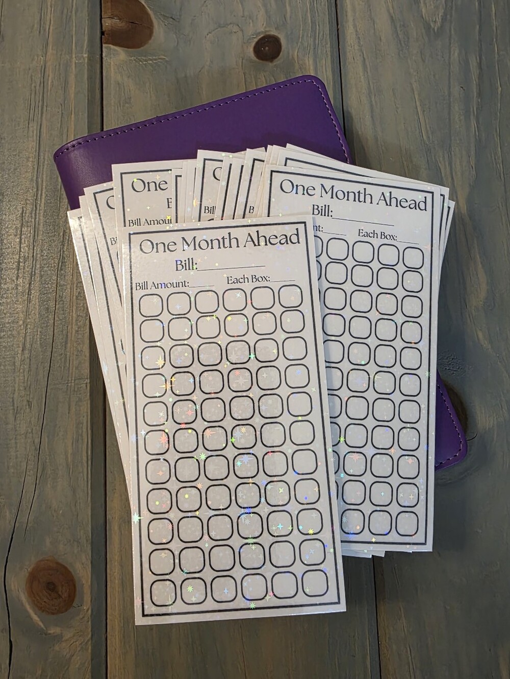 A6 1-Month Ahead Binder And Bill Tracker Cards - Purple.